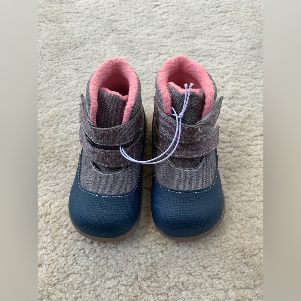 See Kai Run Toddler Size 7 Ashton Navy and Pink High Top Winter Snow Boots - Picture 2 of 6